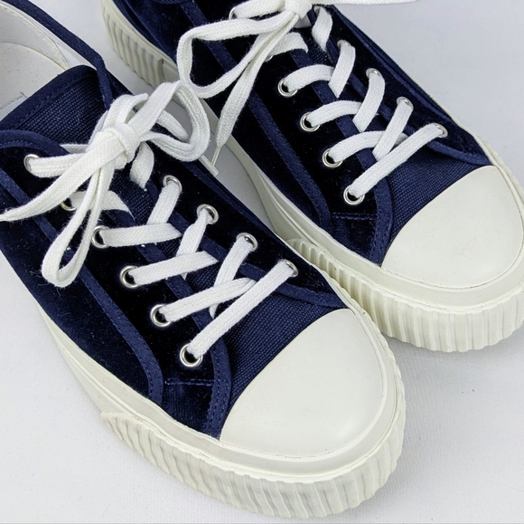 Theory Project Low Top Velvet Platform Sneaker Midnight Blue US 9 EU39 NWOT - Picture 7 of 15